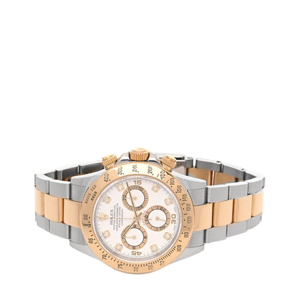 Rolex Stainless Steel 18K Yellow Gold Diamond 40mm Oyster Perpetual Cosmograph Daytona Watch White 116523 2 of 5