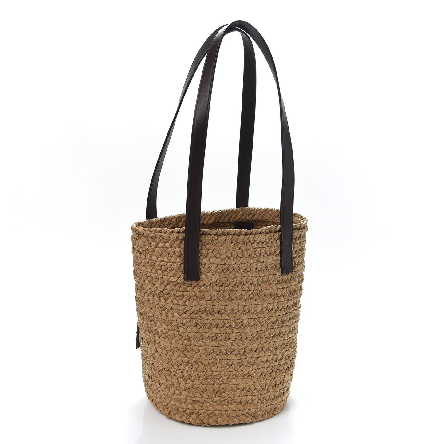 Raffia Calfskin Small Panier Tote Naturale Nut