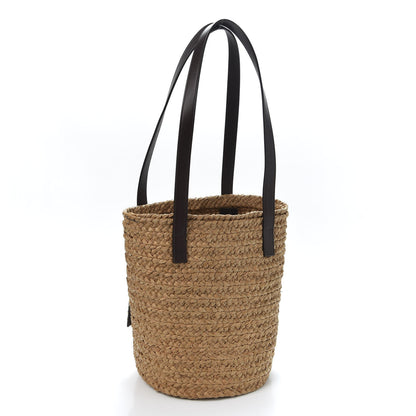 Saint Laurent Raffia Calfskin Small Panier Tote Naturale Nut 2 of 8
