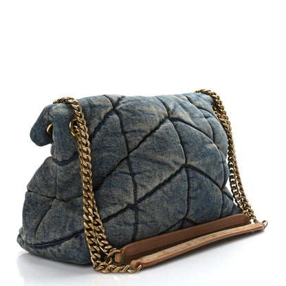 Saint Laurent Denim Quilted Small Loulou Puffer Monogram Chain Satchel Blue Cinnamon 3 of 9
