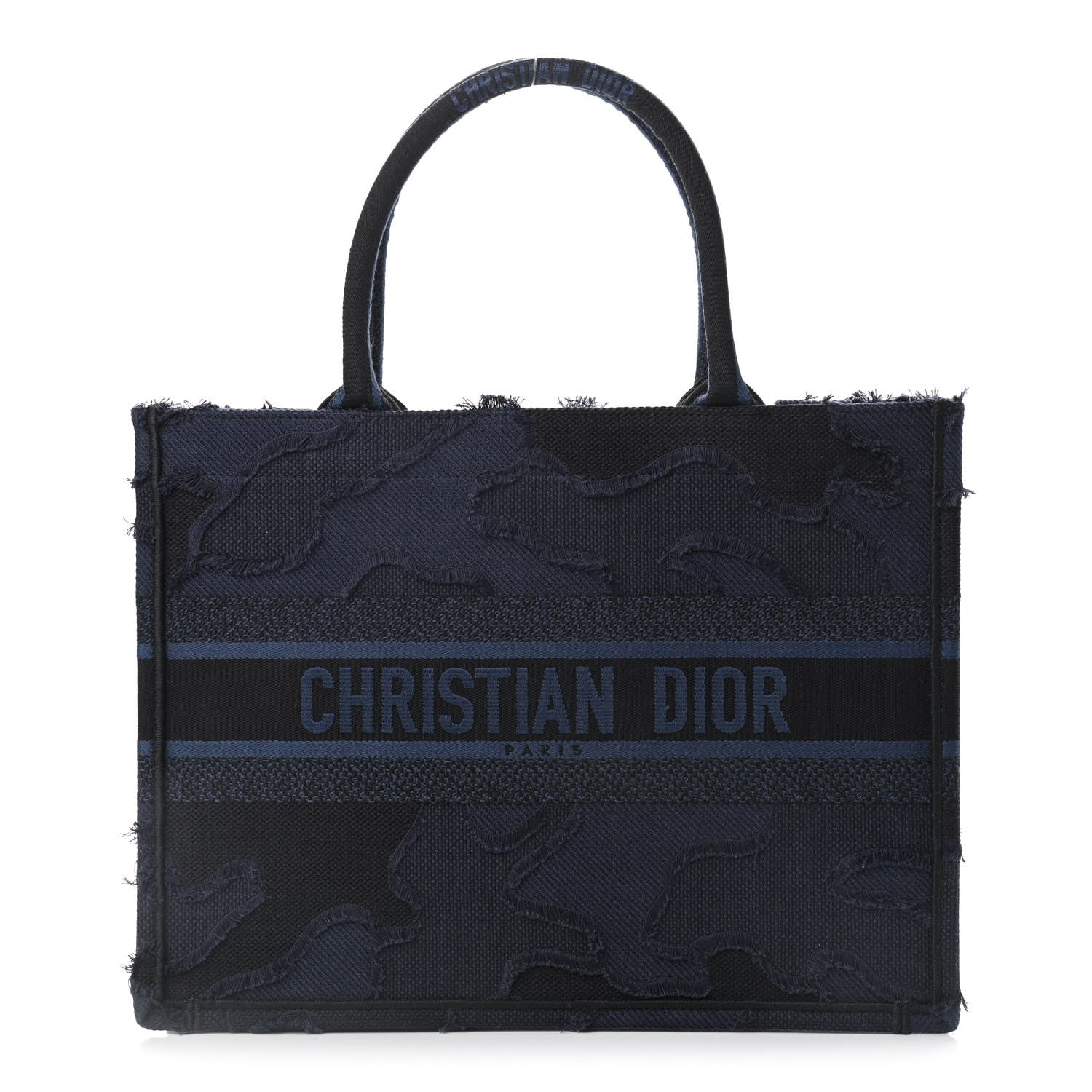 Christian Dior Canvas Embroidered Camouflage Book Tote Blue 1 of 8