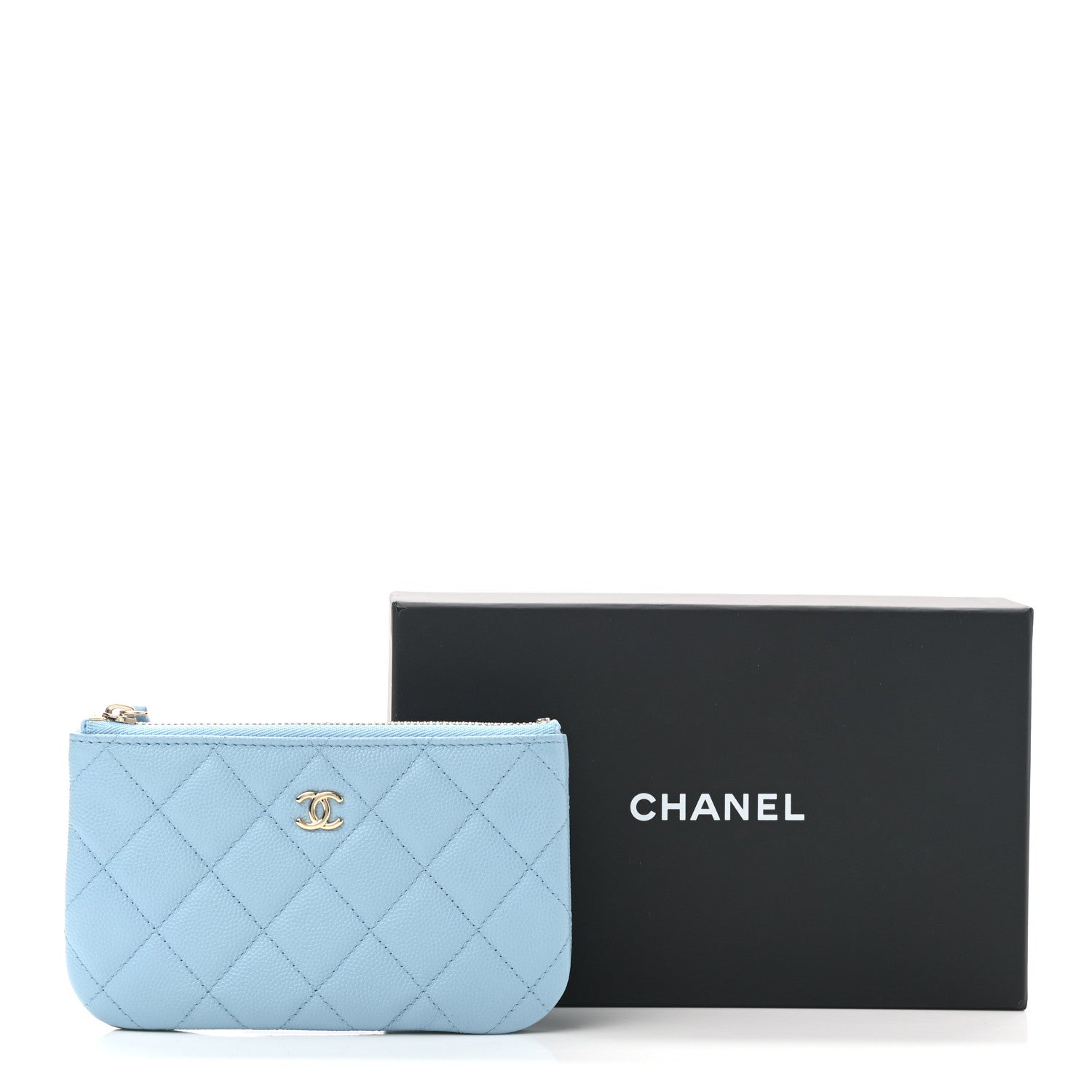 Chanel Caviar Quilted Small Cosmetic Case Light Blue 8 of 8