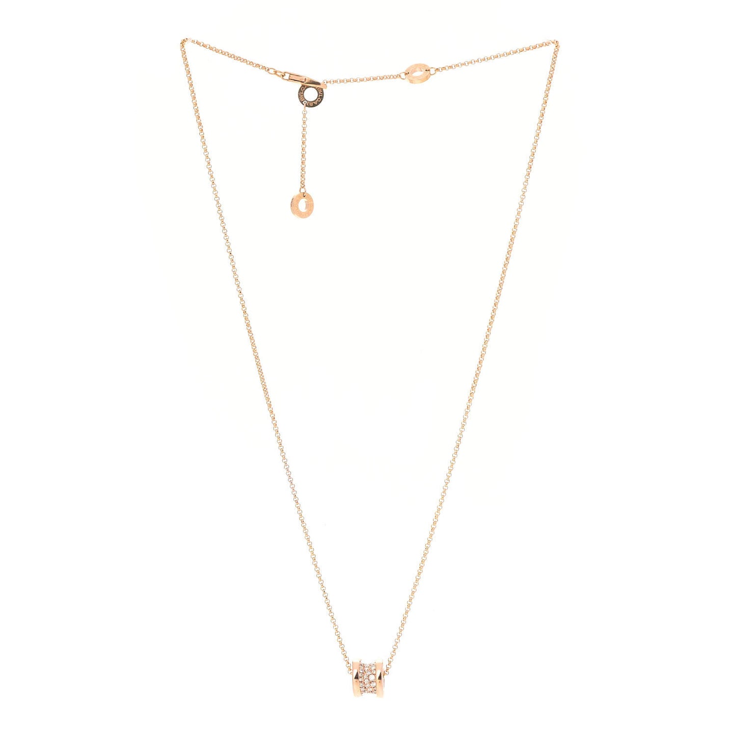 18K Rose Gold Diamond Small B.Zero1 Pave Pendant Necklace