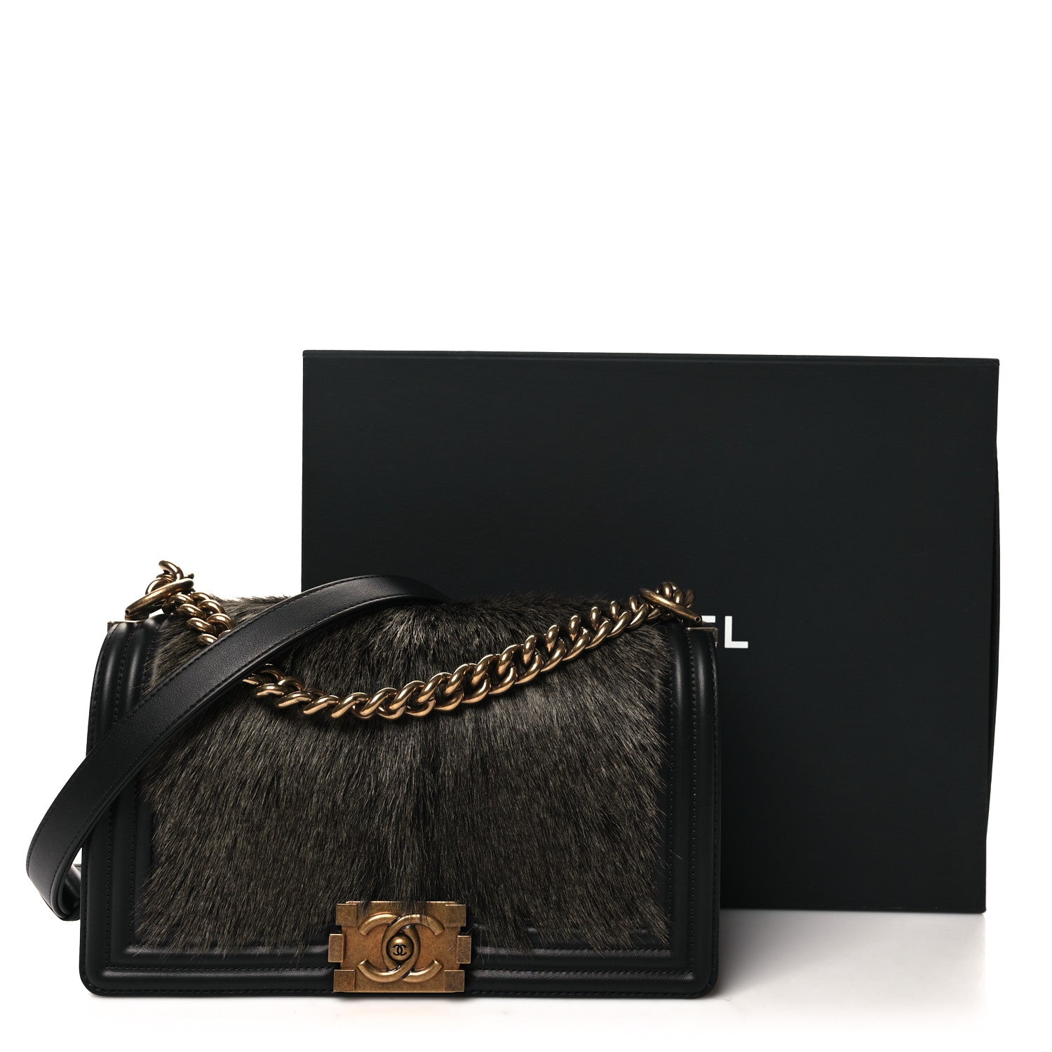 Chanel Fur Calfskin Medium Boy Flap Black 11 of 11