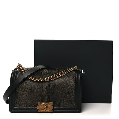 Chanel Fur Calfskin Medium Boy Flap Black 11 of 11