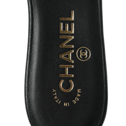 Chanel Lambskin Patent Calfskin CC Cutout Mules 37.5 Black 8 of 10