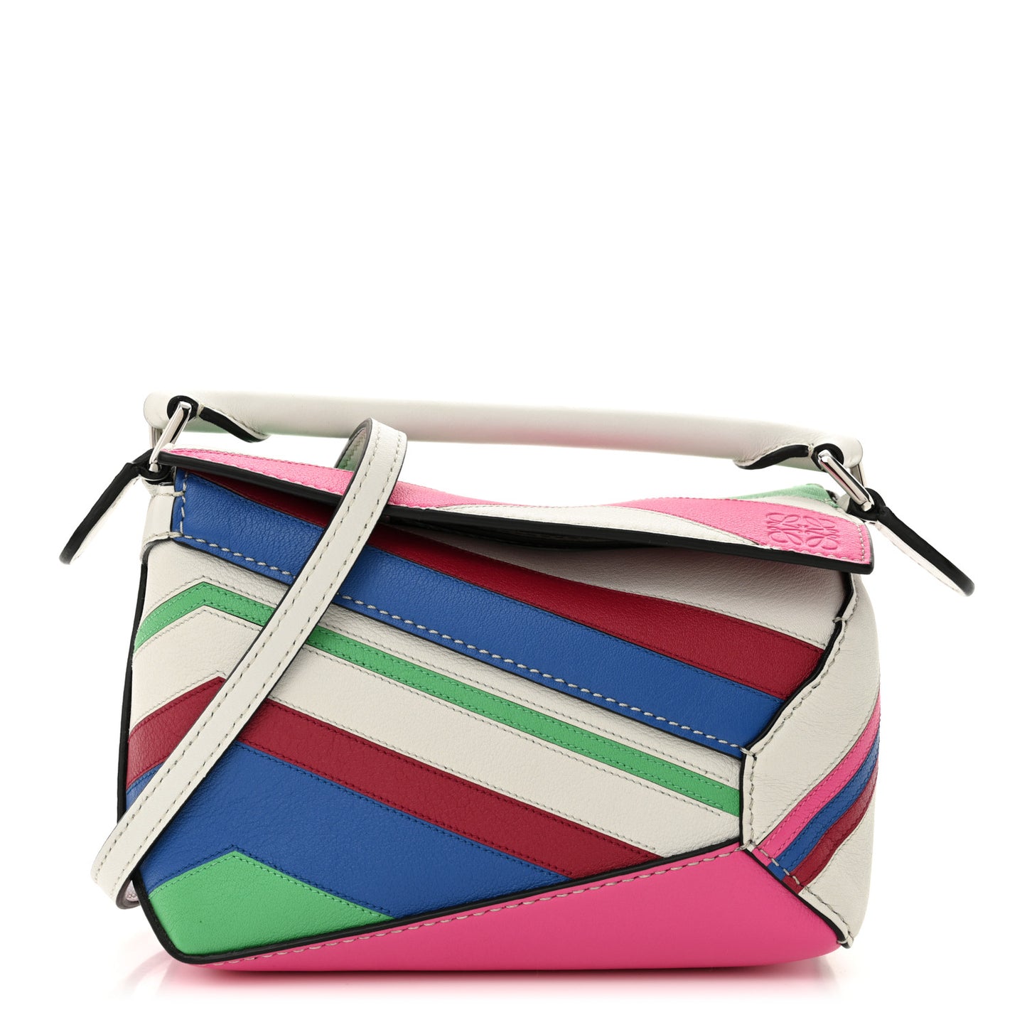 Calfskin Mini Puzzle Edge Bag Grey Multicolor