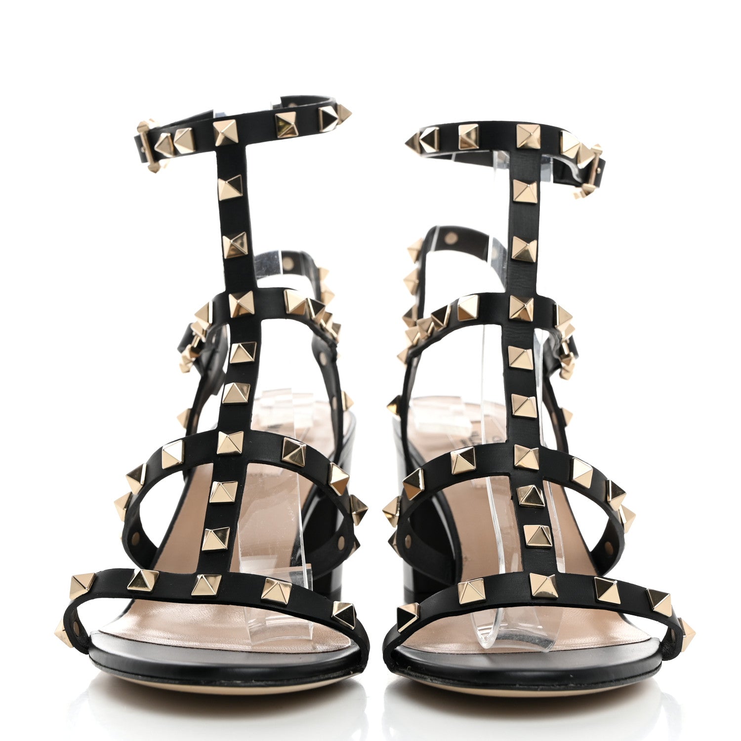 Valentino Garavani Calfskin Rockstud 60mm City Sandals 38 Black 2 of 7