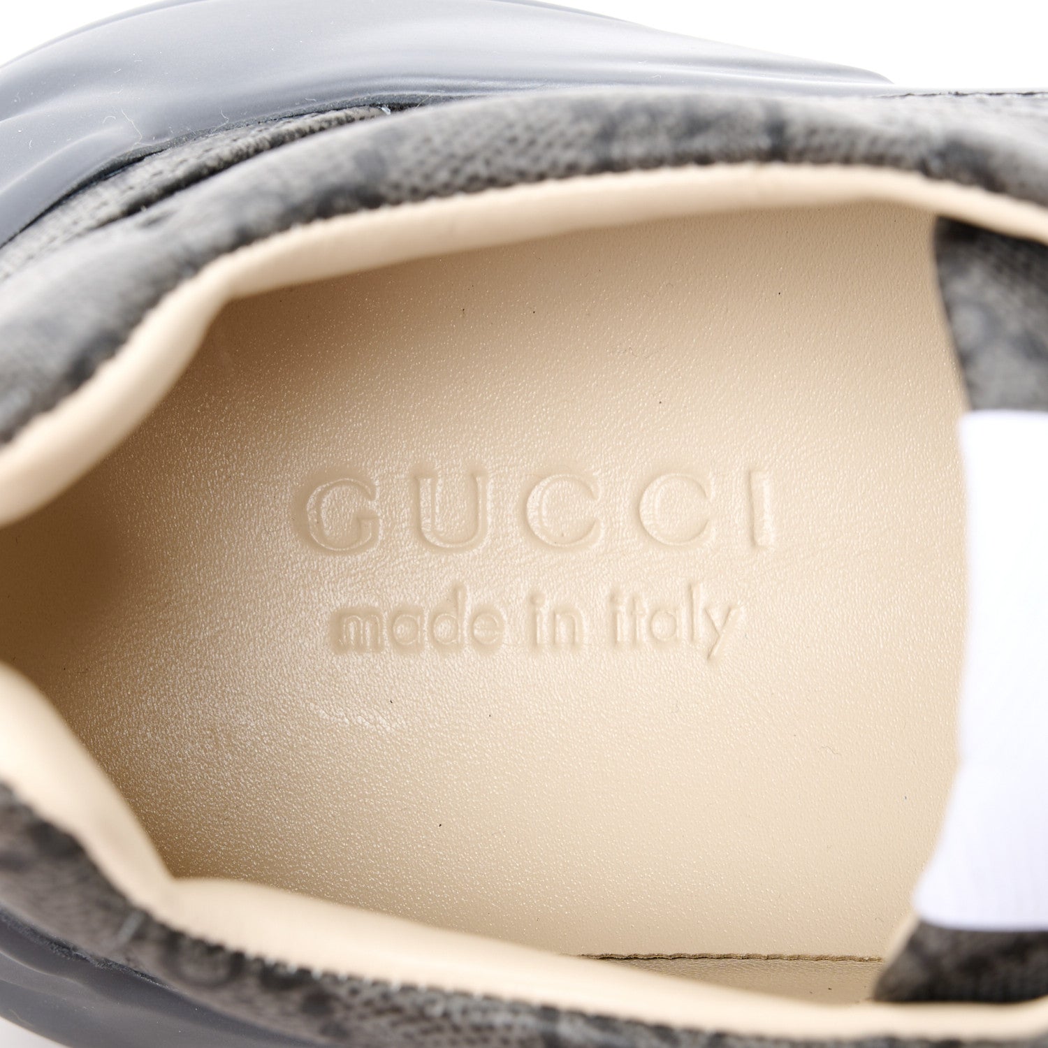 Gucci GG Supreme Monogram Apollo Calfskin Mens Rhyton Sneakers 6.5 Grey Black Graphite Grey 7 of 9