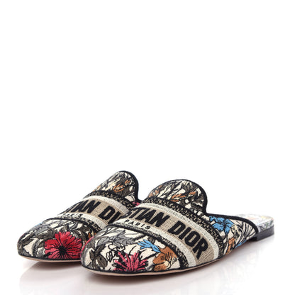 Christian Dior Canvas Cotton Embroidered Mille Fleurs Dioriviera Mules 37 Multicolor 3 of 10