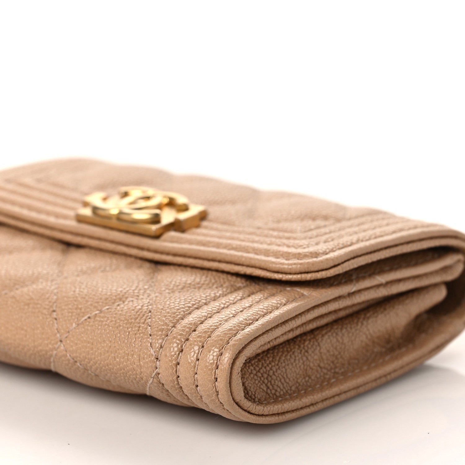 Chanel Caviar Quilted Boy Card Holder Wallet Beige 9 of 10
