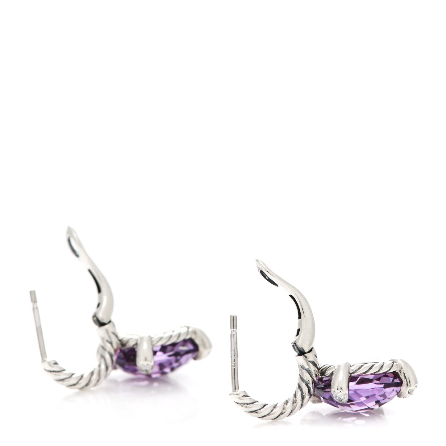 Sterling Silver Diamond Amethyst Chatelaine Drop Earrings