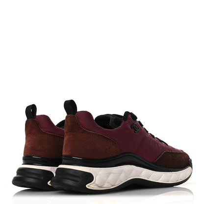 Chanel Nylon Suede Calfskin CC Sneakers 38 Burgundy Brown 5 of 13