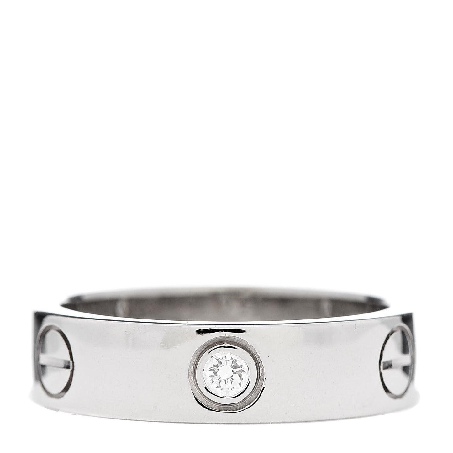 18K White Gold 3 Diamond 5.5mm LOVE Ring 56 7.5