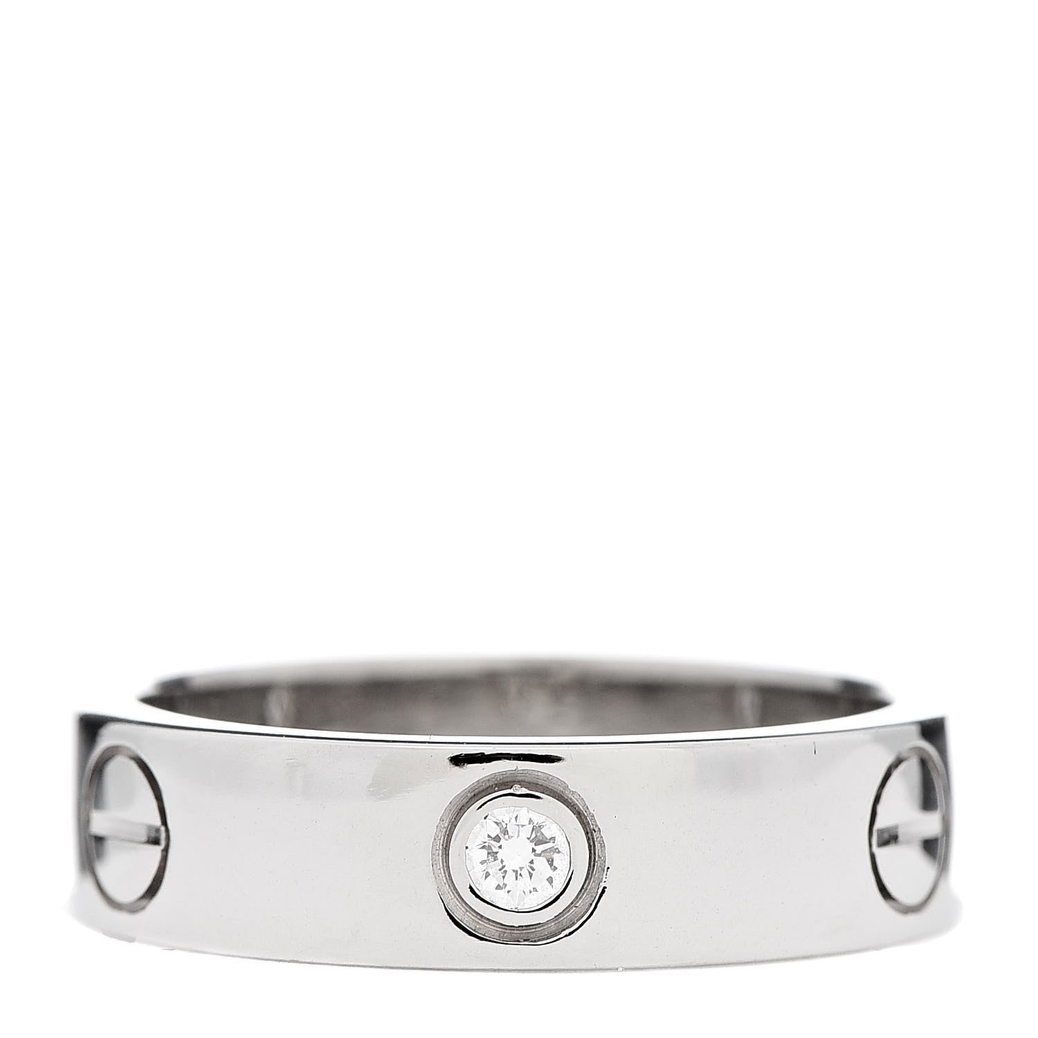 Cartier 18K White Gold 3 Diamond 5.5mm LOVE Ring 56 7.5 1 of 6