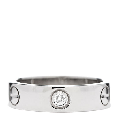 Cartier 18K White Gold 3 Diamond 5.5mm LOVE Ring 56 7.5 1 of 6
