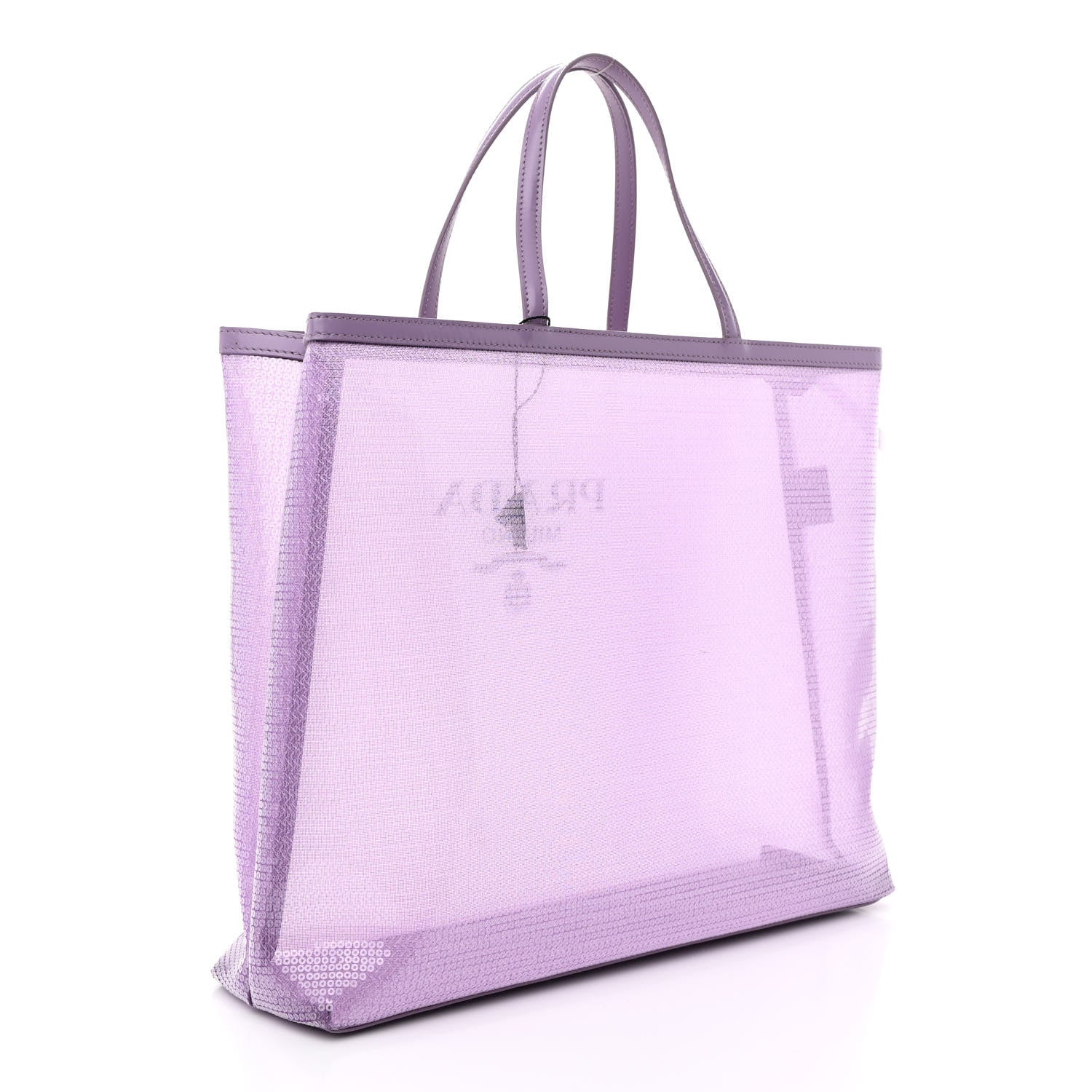 Prada Mesh Paillettes Spazzolato Logo Shopping Tote Lilium 4 of 14