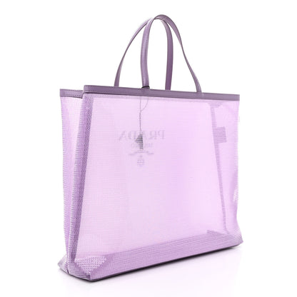 Prada Mesh Paillettes Spazzolato Logo Shopping Tote Lilium 4 of 14