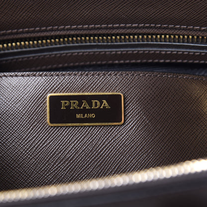 Prada Saffiano Lux Bi-Color Medium Galleria Double Zip Tote Caffe Black 6 of 10