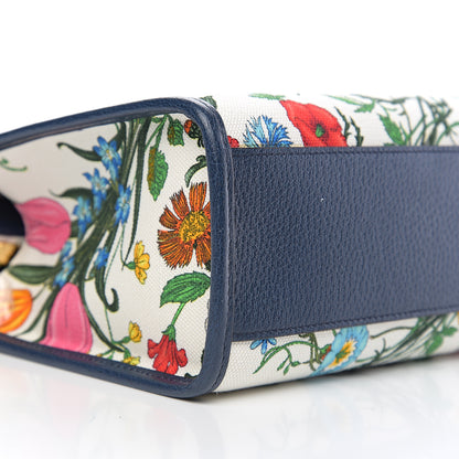 Gucci Canvas Medium Flora Tote White Multicolor Blue Agata 8 of 9