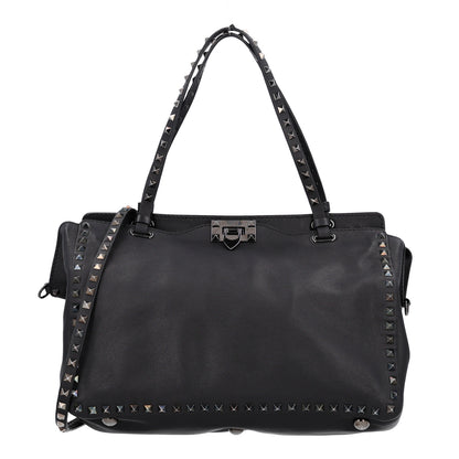 Valentino Garavani Vitello Medium Rockstud Tote Black 1 of 9