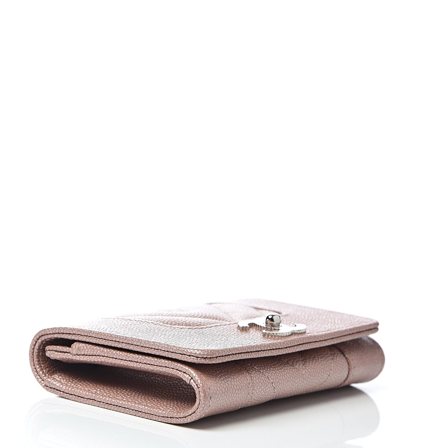 Metallic Caviar Chevron Quilted Vintage Mademoiselle Flap Card Holder Pink