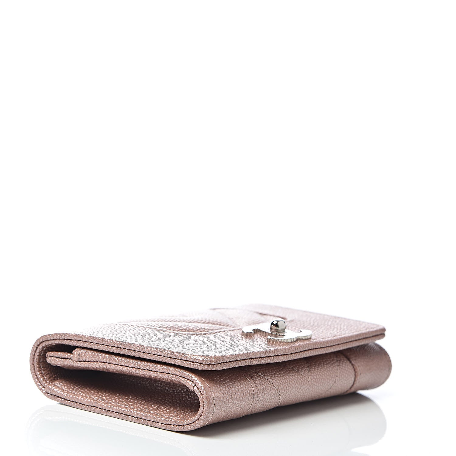 Chanel Metallic Caviar Chevron Quilted Vintage Mademoiselle Flap Card Holder Pink 4 of 9