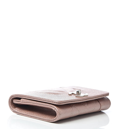 Chanel Metallic Caviar Chevron Quilted Vintage Mademoiselle Flap Card Holder Pink 4 of 9