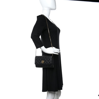 Versace Lambskin Quilted Medusa Wallet On Chain Crossbody Black 2 of 11