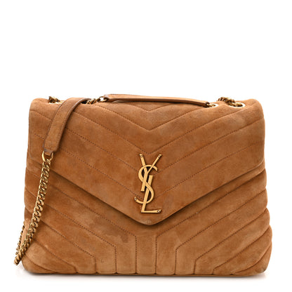 Saint Laurent Suede Y Quilted Monogram Medium Loulou Chain Satchel Cinnamon 1 of 13