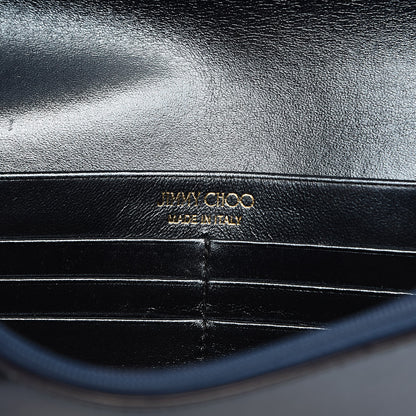 Jimmy Choo Metallic Calfskin Chain Wallet Blue 6 of 13