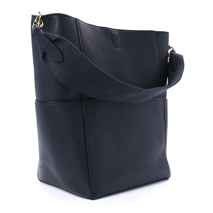 Celine Soft Grained Calfskin Sangle Bucket Bag Navy Blue 2 of 10