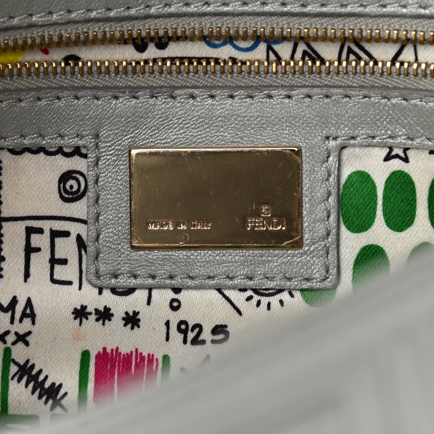 Nappa Logo Embossed Baguette Silver