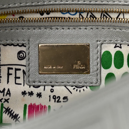 Fendi Nappa Logo Embossed Baguette Silver 5 of 9