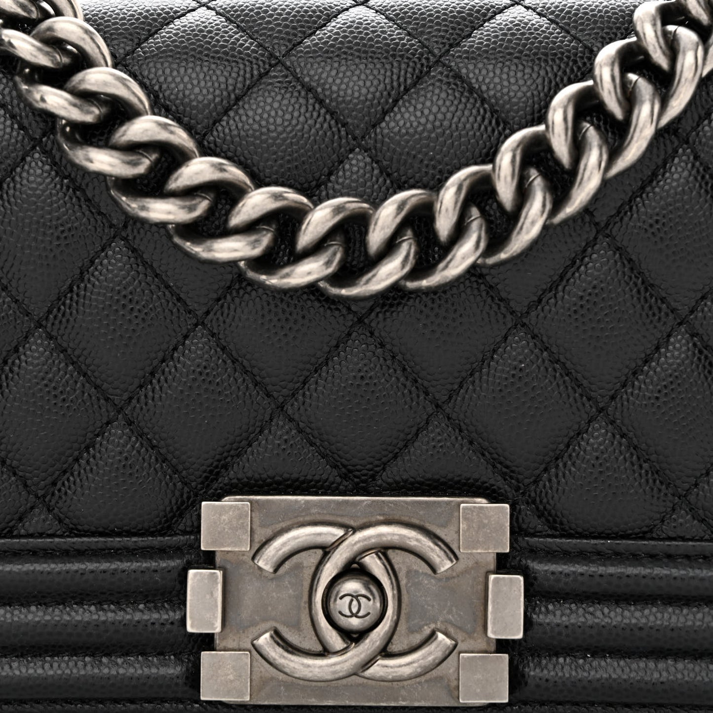 Caviar Quilted Small Boy Flap Black