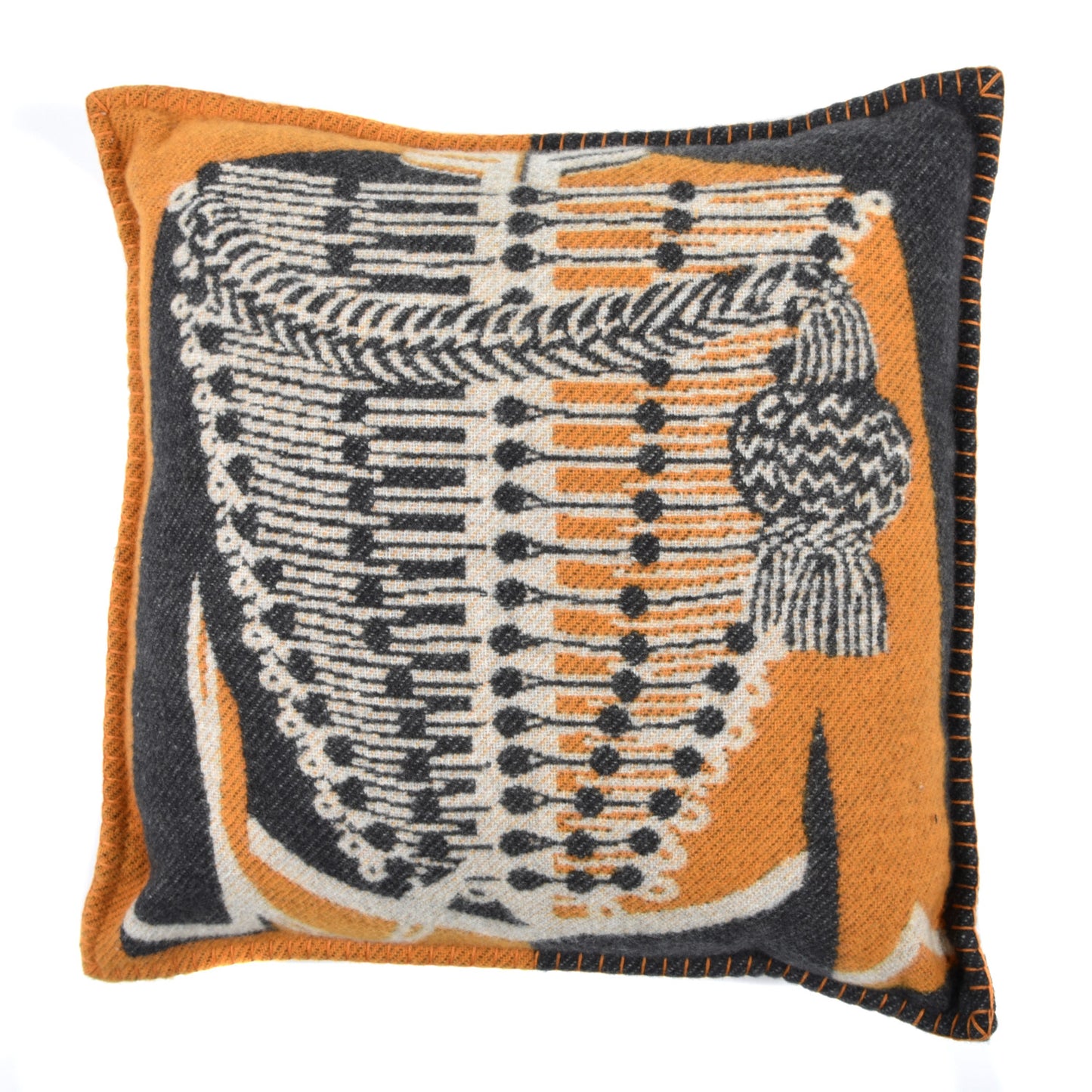 Wool Cashmere Brandebourgs Pillow Ambre Anthracite