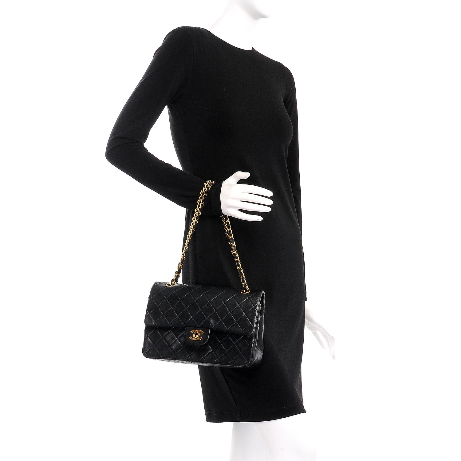 Chanel Lambskin Quilted Medium Double Flap Black 2 of 8