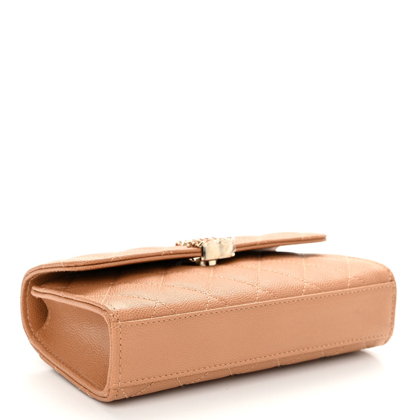 Caviar Quilted Chain Match Top Handle Phone Holder With Chain Beige