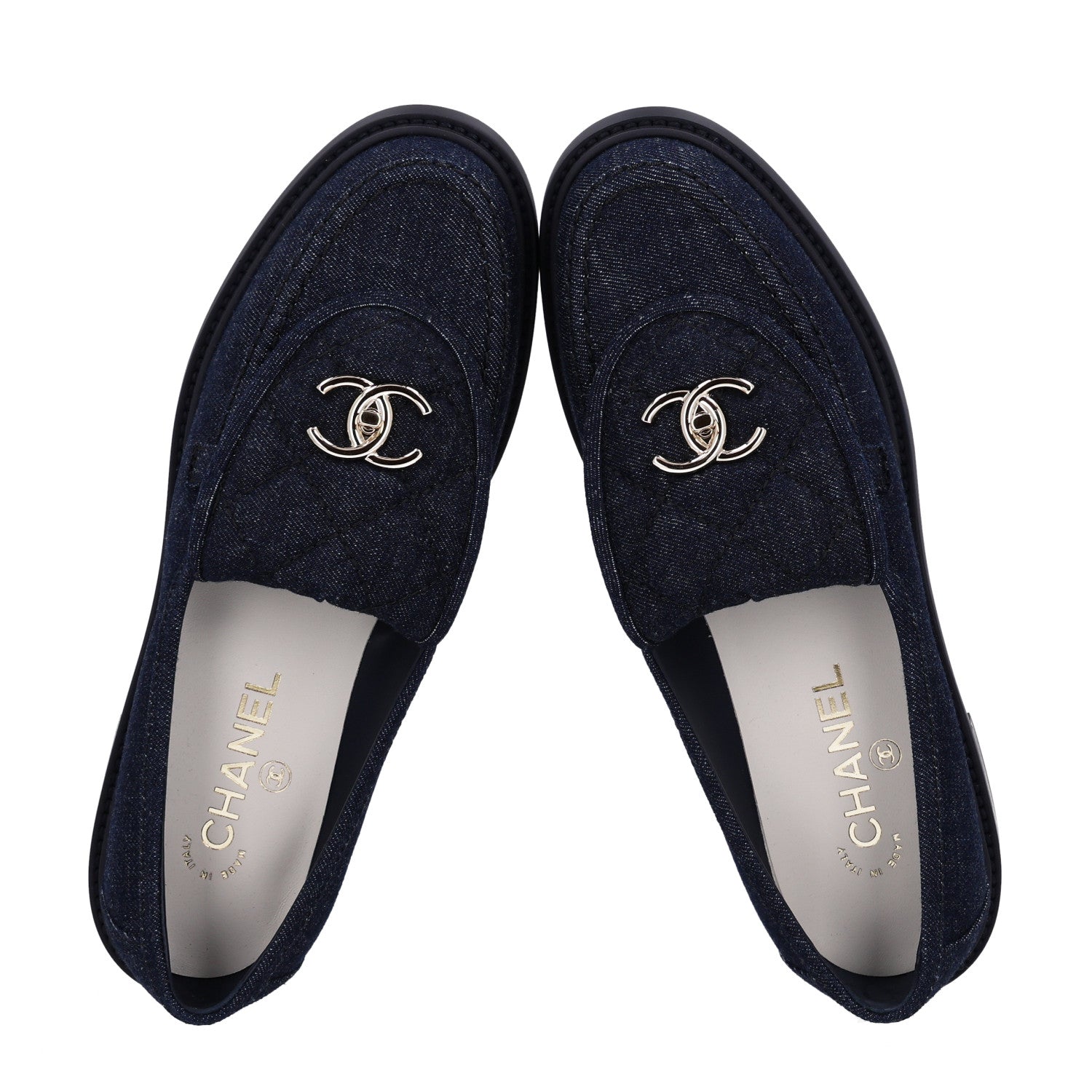 Chanel Denim CC Turnlock Loafers 39.5 Dark Blue 2 of 11