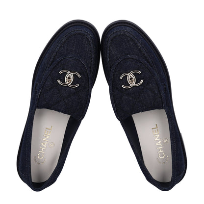 Chanel Denim CC Turnlock Loafers 39.5 Dark Blue 2 of 11