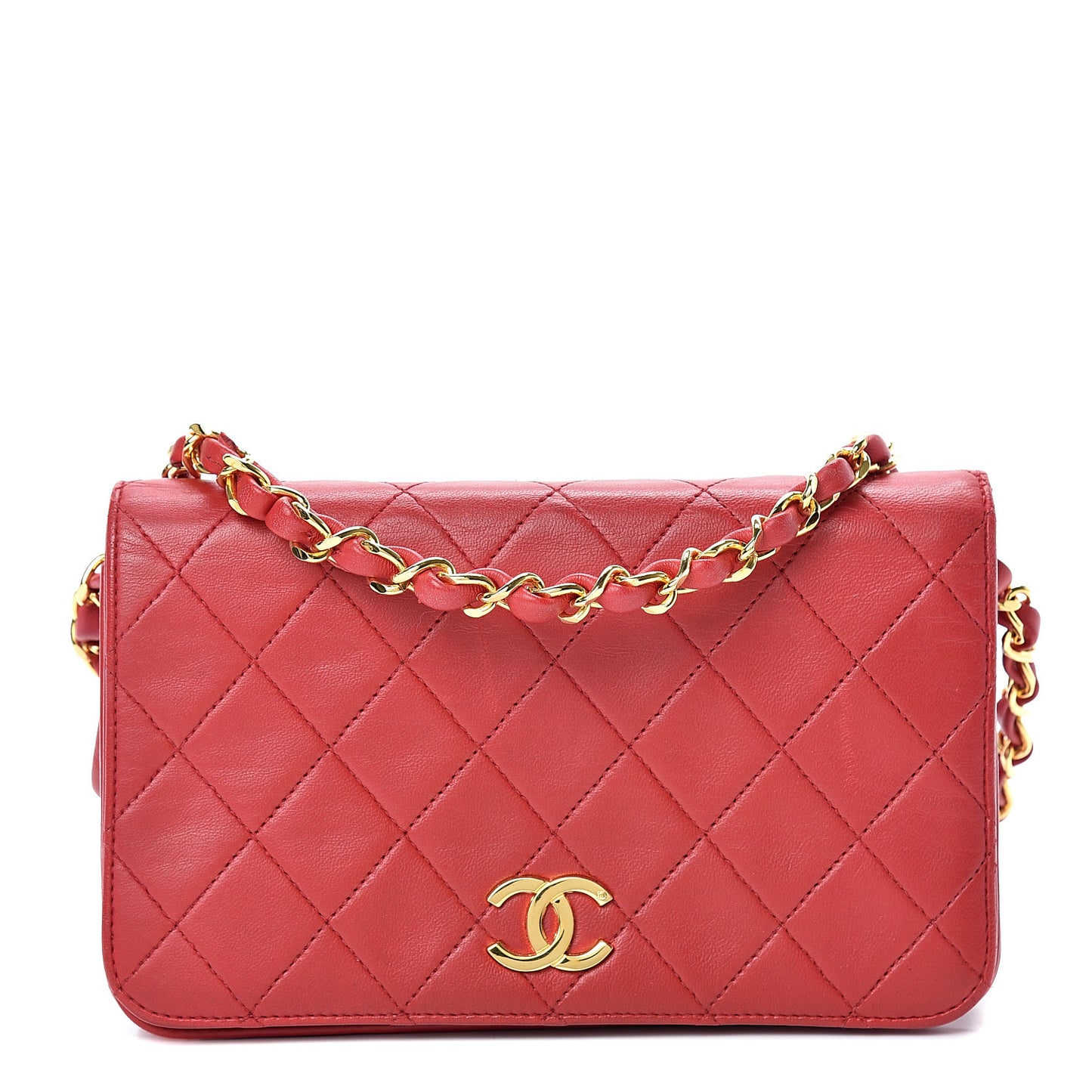 Lambskin Quilted Mini Flap Red