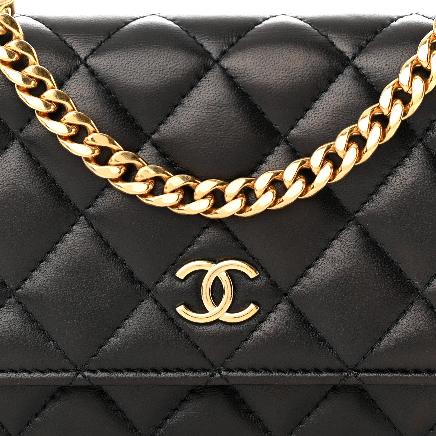 Chanel Lambskin Quilted CC Pearl Enamel Clutch on Chain WOC Black 9 of 12