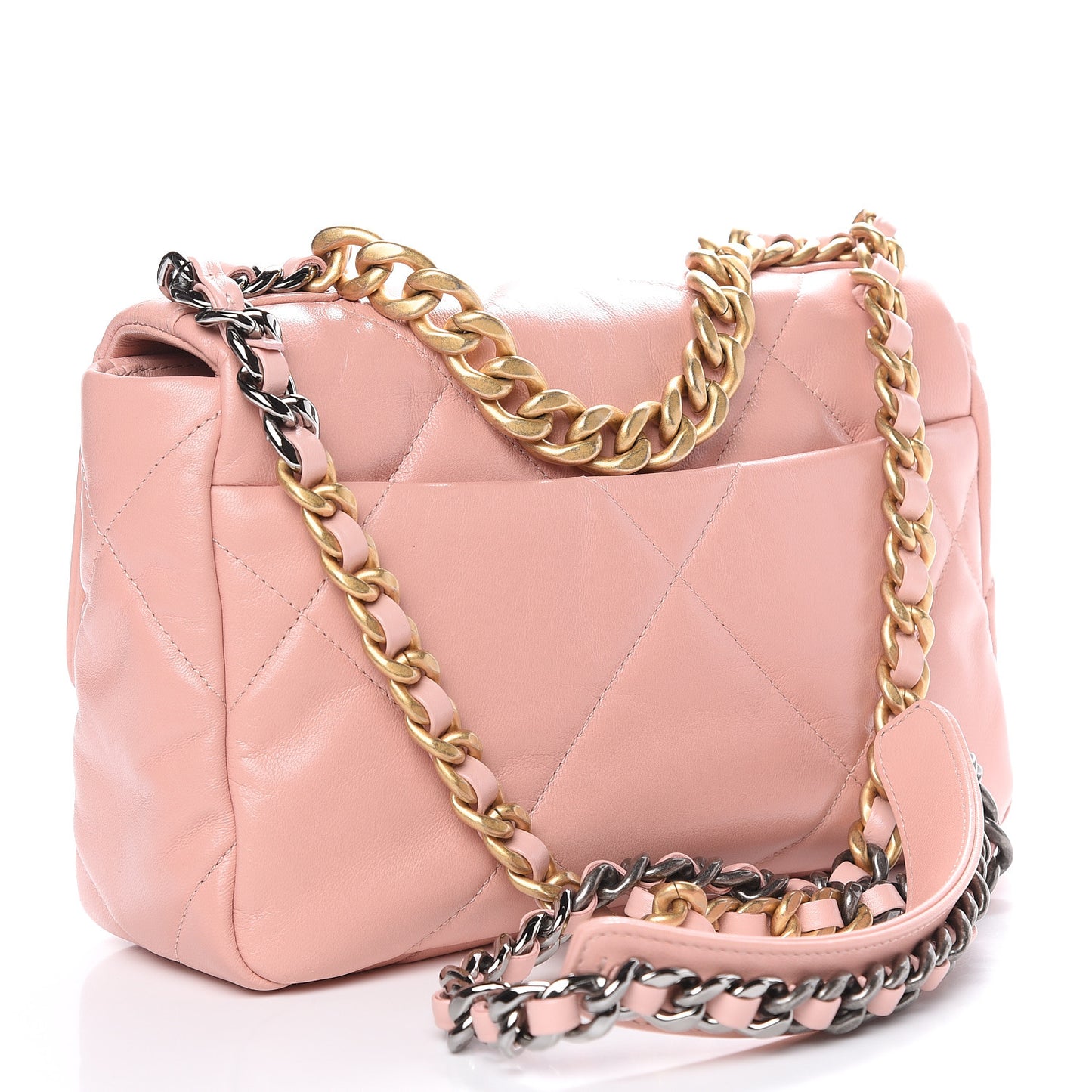Goatskin Quilted Medium 19 Flap Light Pink
