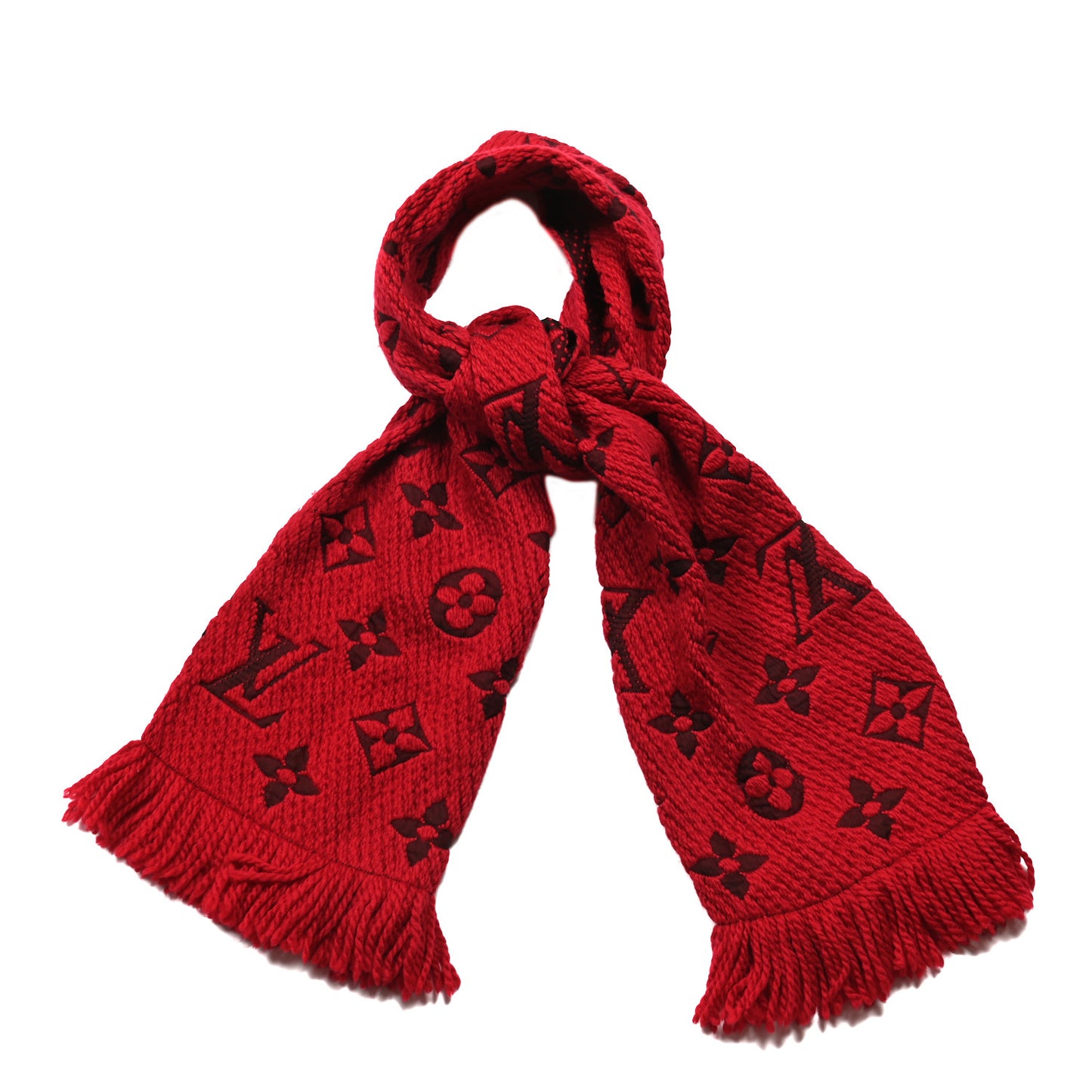 Wool Silk Logomania Scarf Rubis