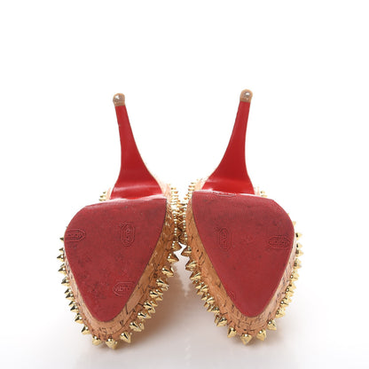 Christian Louboutin Cork Lucido Yolanda 120 Spikes Pumps 37.5 Natural 7 of 10