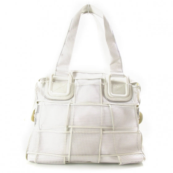 Patent Mesh Crossword Bag White