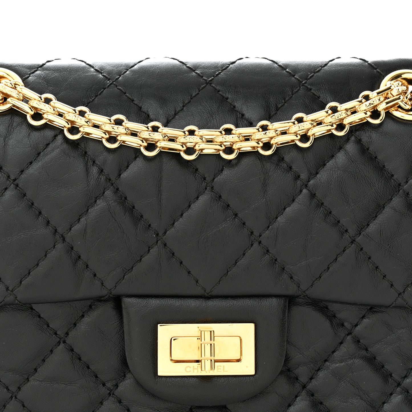 Aged Calfskin Quilted 2.55 Reissue Mini Flap Black