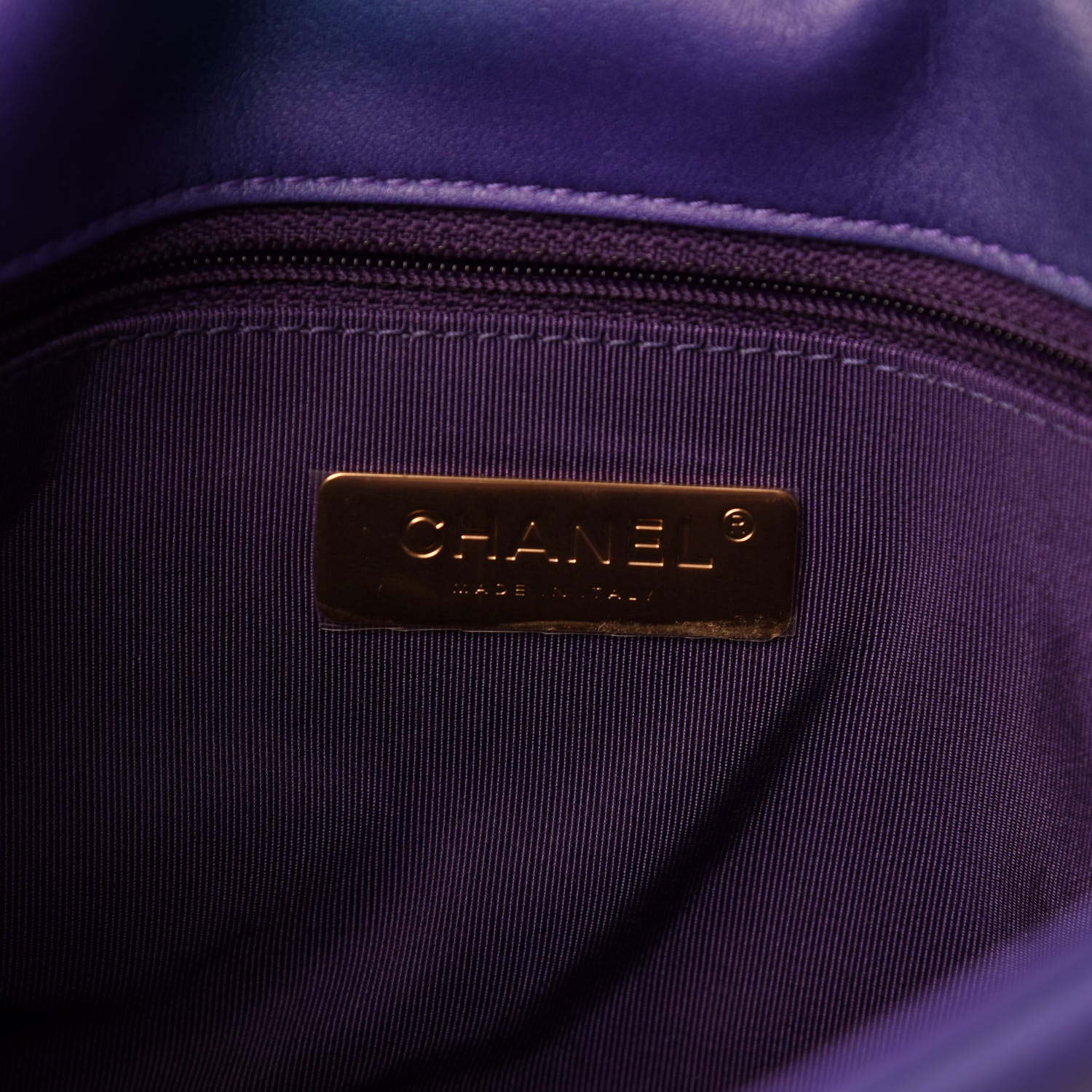 Chanel Tie Dye Calfskin Quilted Medium 19 Flap Blue Purple 8 of 10