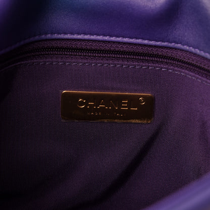 Chanel Tie Dye Calfskin Quilted Medium 19 Flap Blue Purple 8 of 10