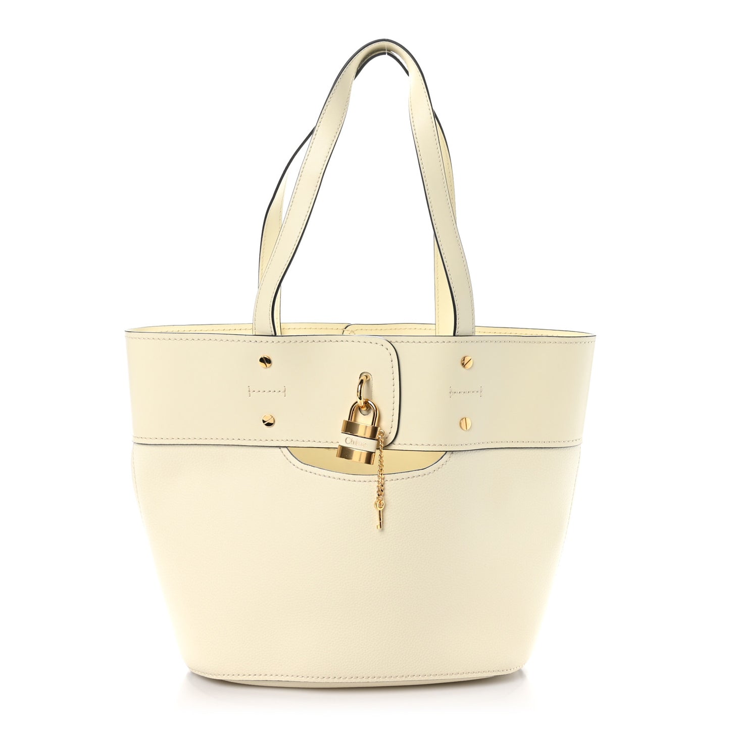 Smooth Grained Calfskin Small Aby Tote White